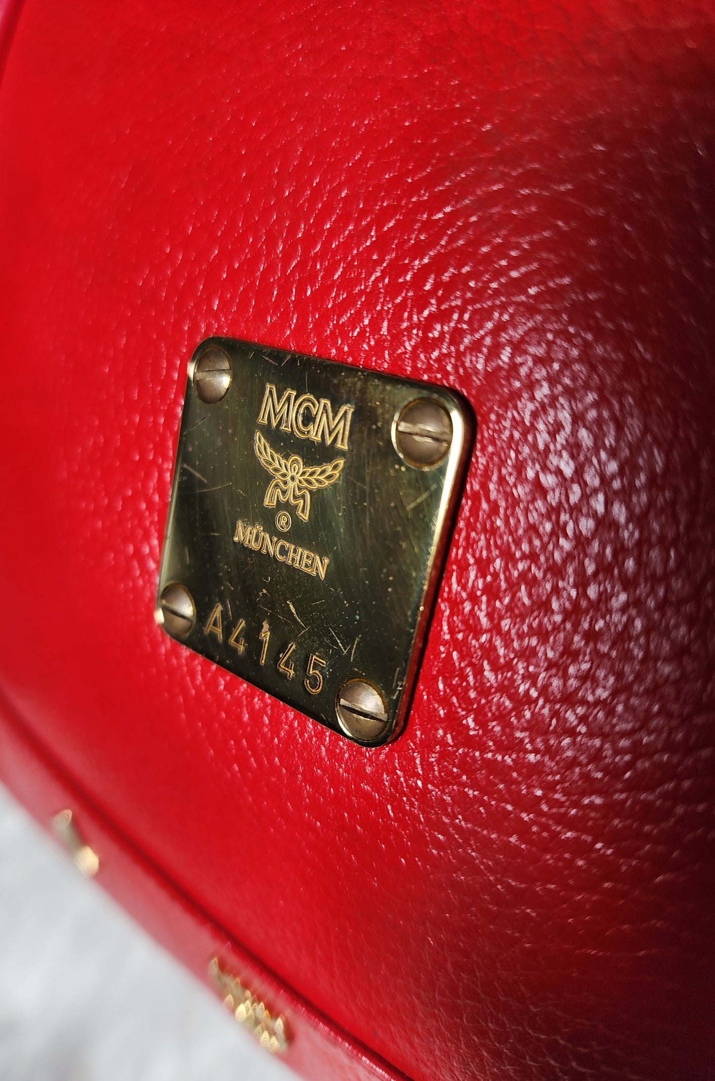 MCM Vintage Red Leather Braided Chain Small Backpack