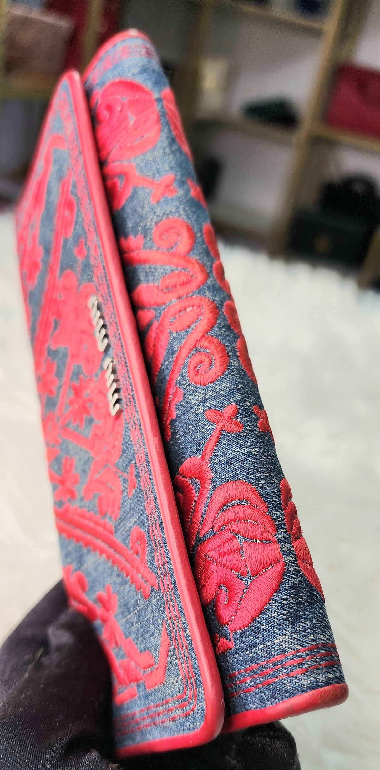 Miu Miu Denim Ricamo Wallet