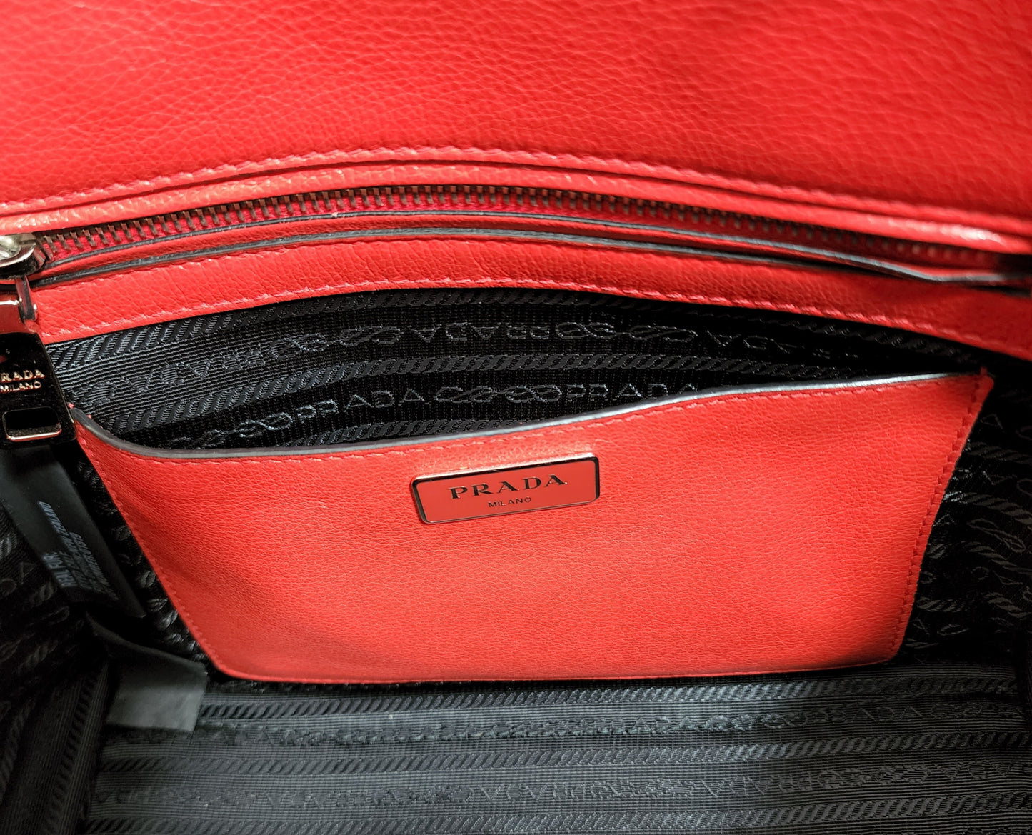 Prada Black Leather and Leopard Print Calf Hair Twin Bag