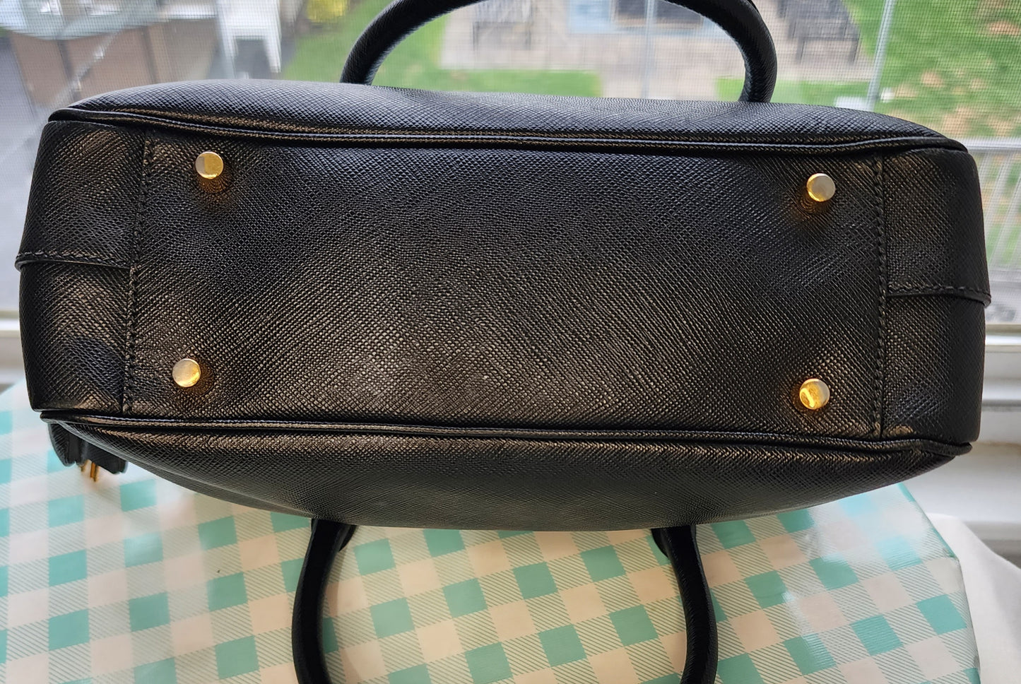 Prada Bauletto Saffiano Mini Black Leather Bag