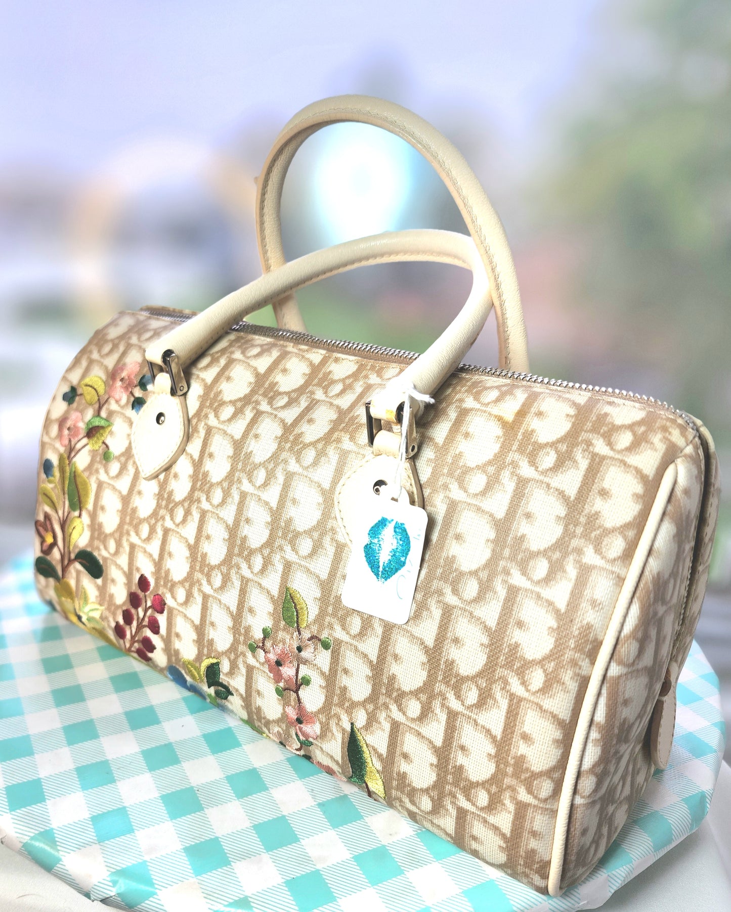 Christian Dior Beige Diorissimo Canvas Floral Embroidery