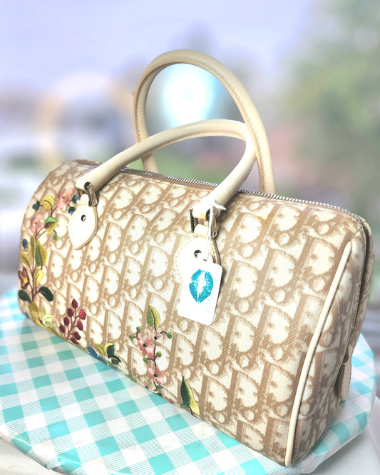 Christian Dior Beige Diorissimo Canvas Floral Embroidery