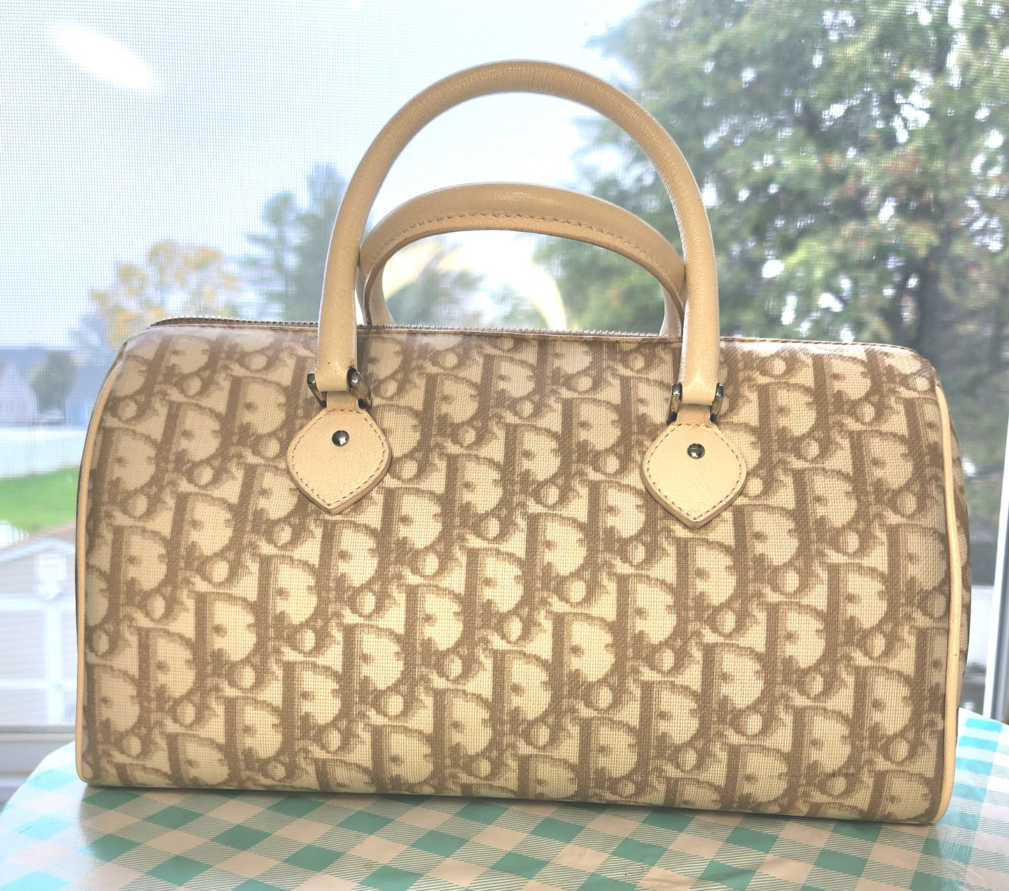 Christian Dior Beige Diorissimo Canvas Floral Embroidery