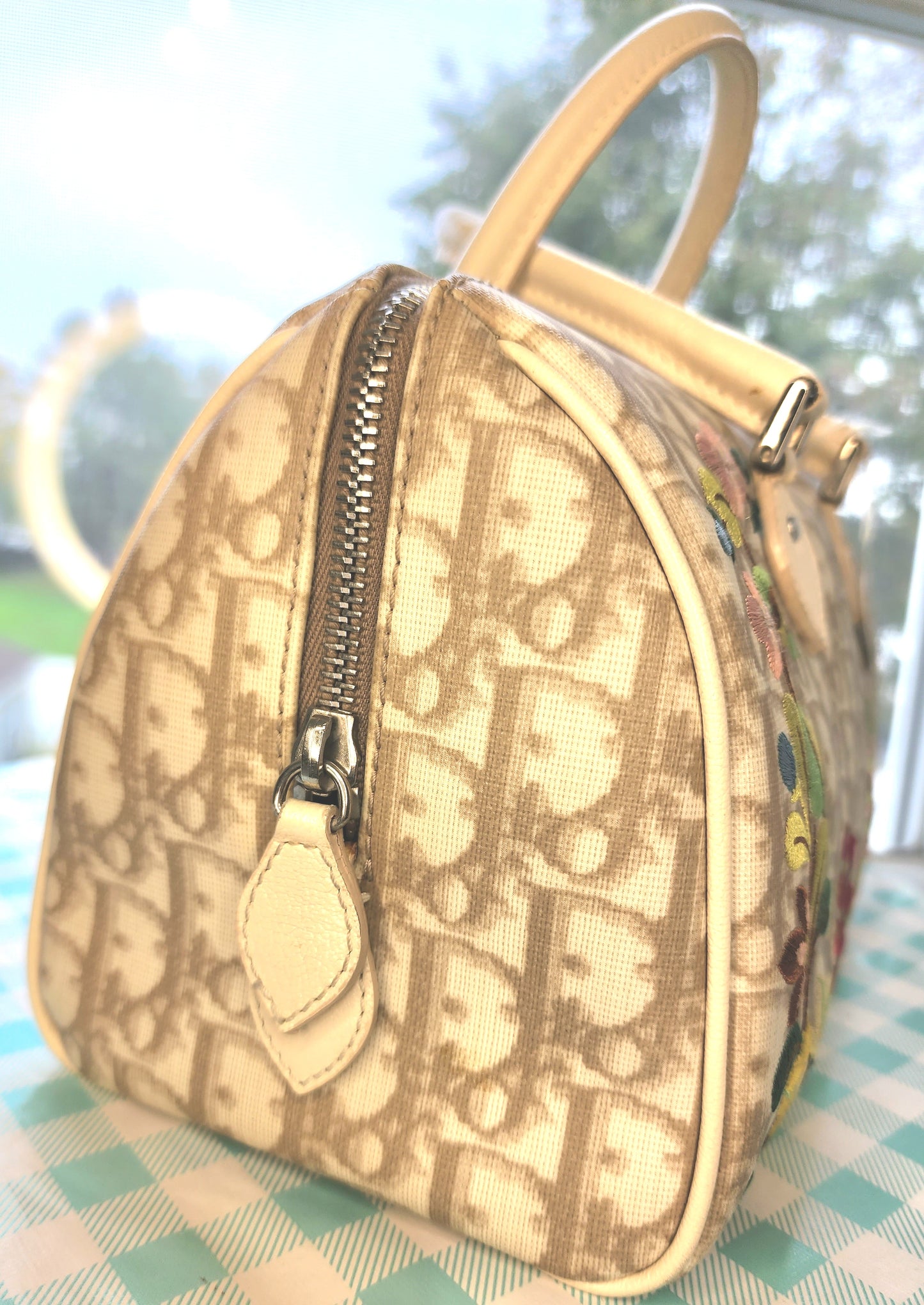 Christian Dior Beige Diorissimo Canvas Floral Embroidery