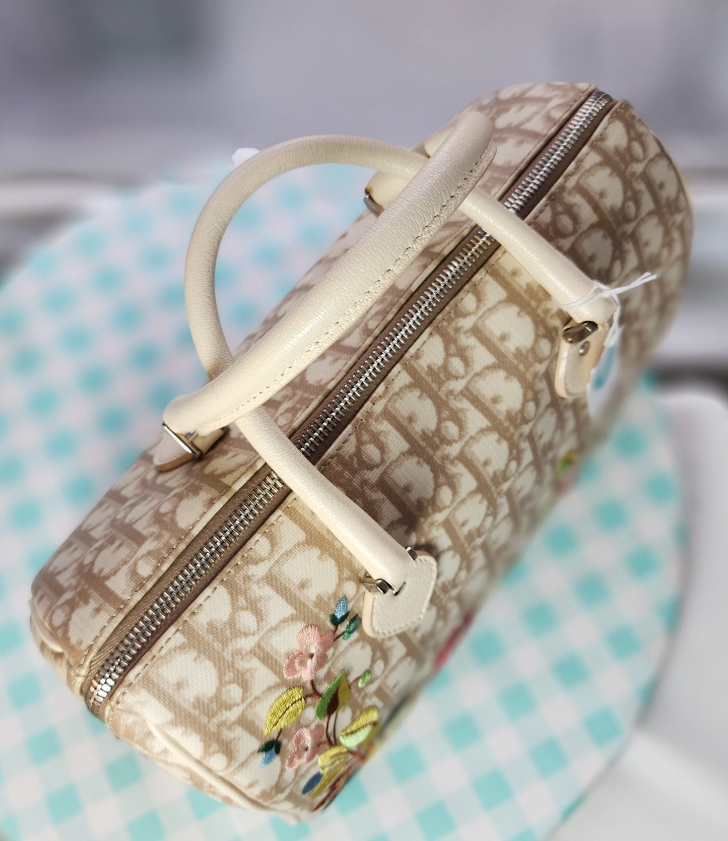 Christian Dior Beige Diorissimo Canvas Floral Embroidery