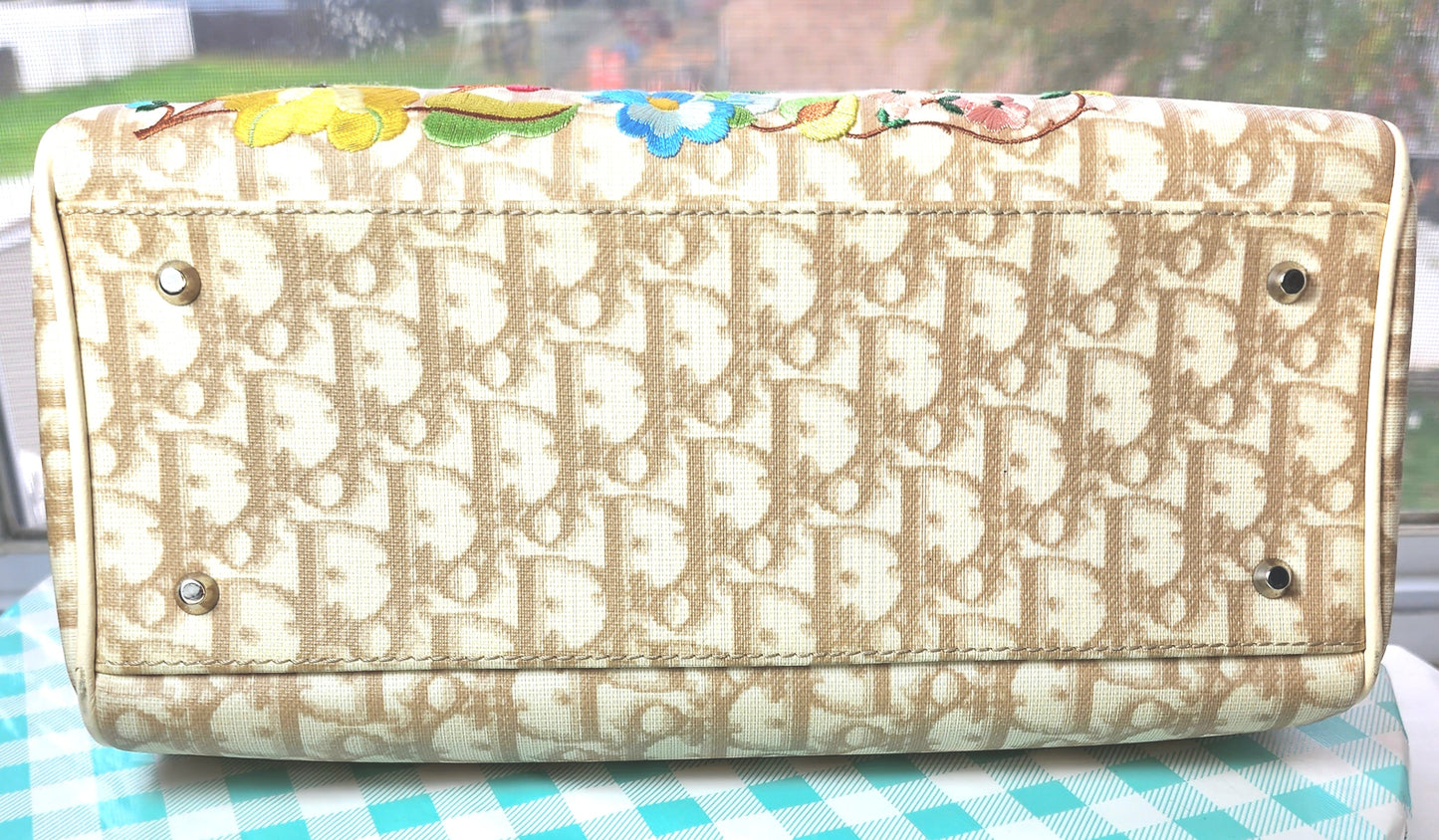 Christian Dior Beige Diorissimo Canvas Floral Embroidery