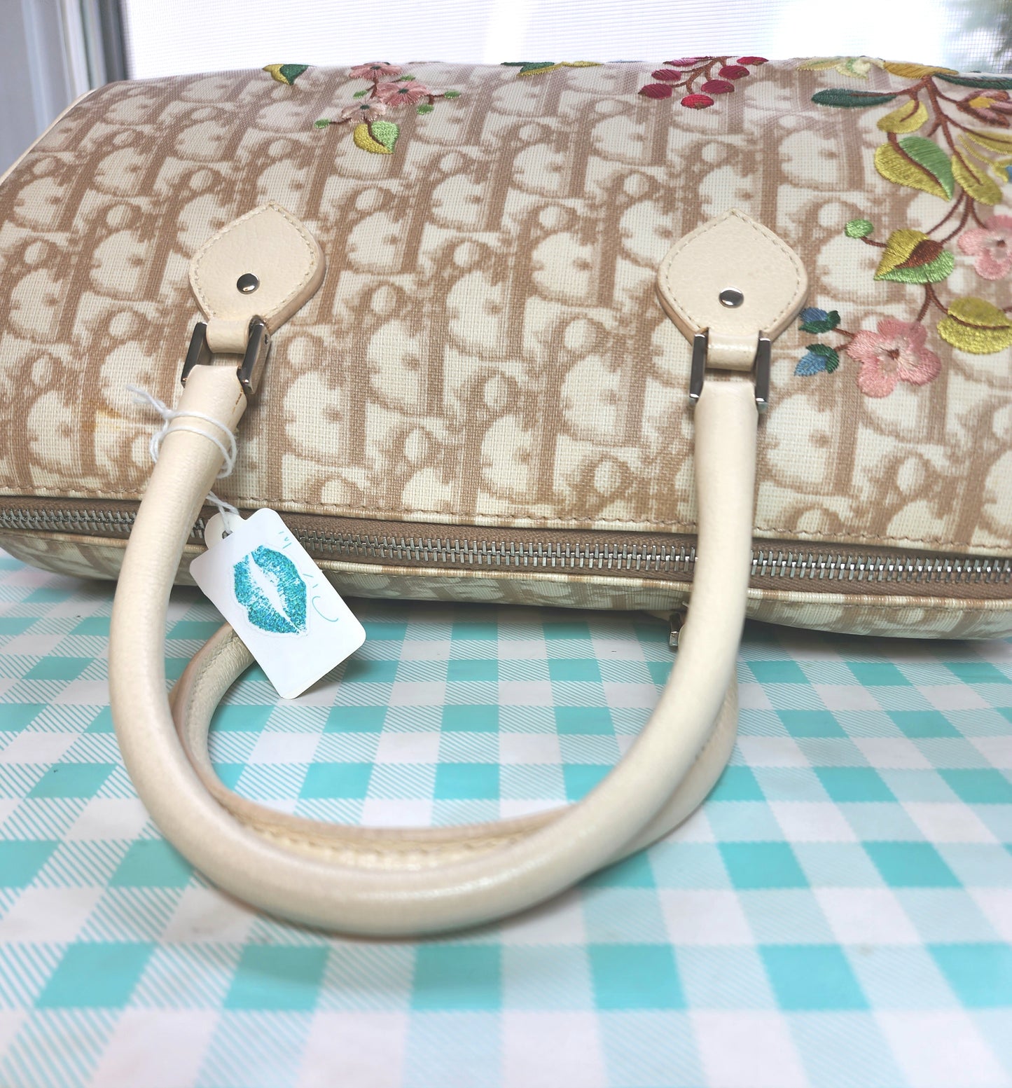 Christian Dior Beige Diorissimo Canvas Floral Embroidery