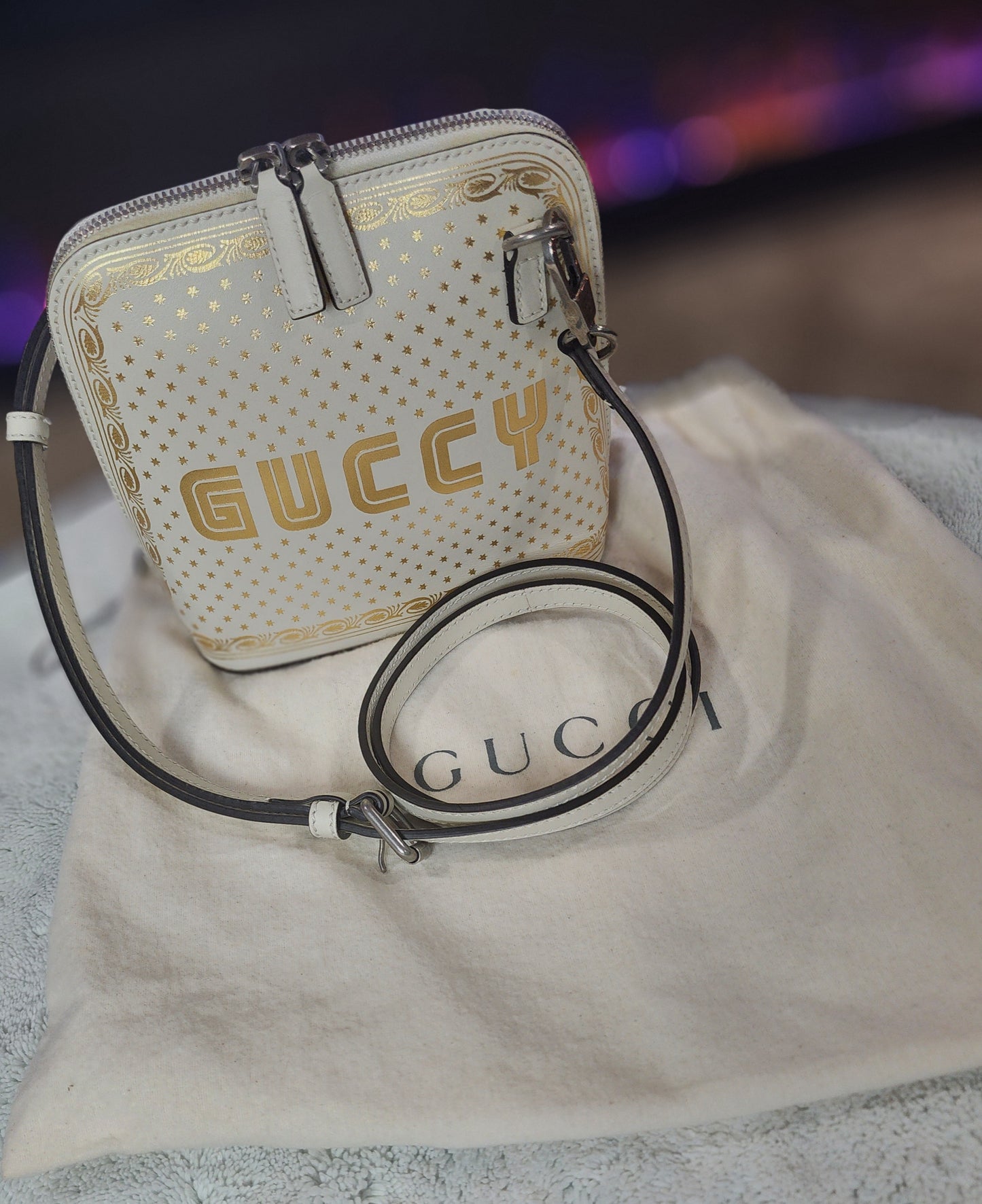 Gucci Guccy Mini Sega Calf Leather Crossbody Bag