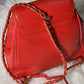 MCM Vintage Red Leather Braided Chain Small Backpack