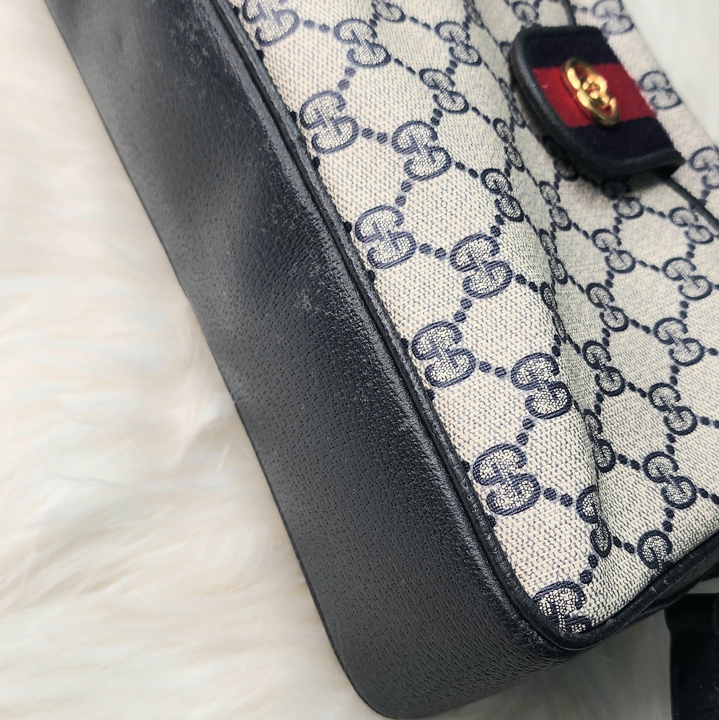 Gucci Navy Sherry Line Camera Sling Bag