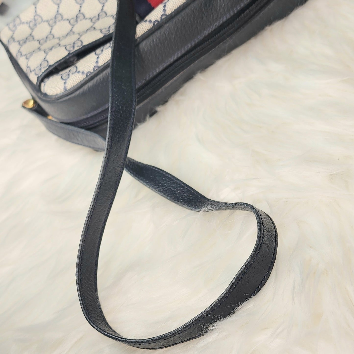 Gucci Navy Sherry Line Camera Sling Bag