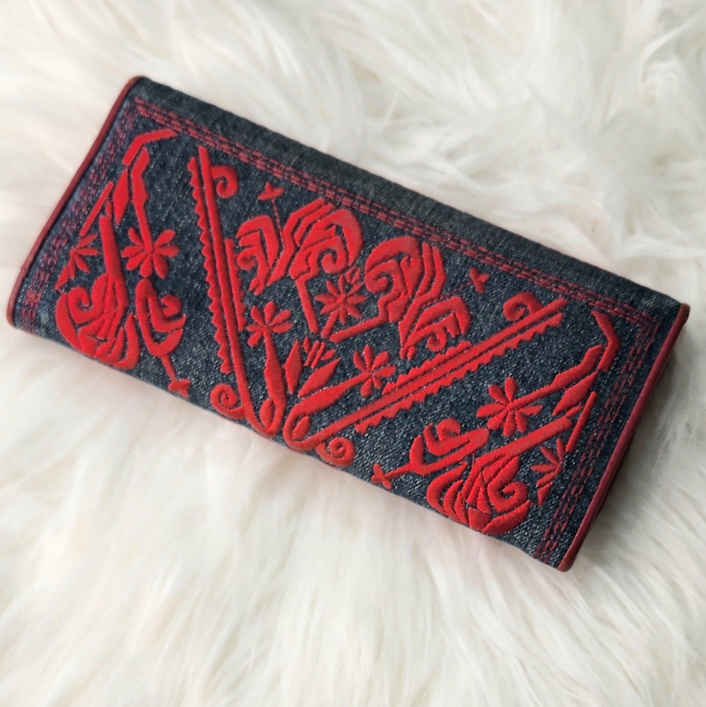 Miu Miu Denim Ricamo Wallet