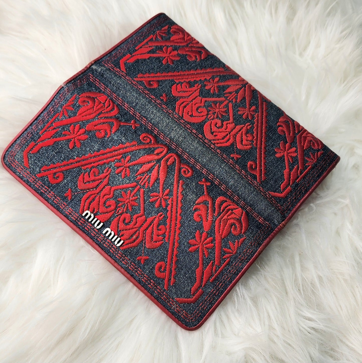 Miu Miu Denim Ricamo Wallet